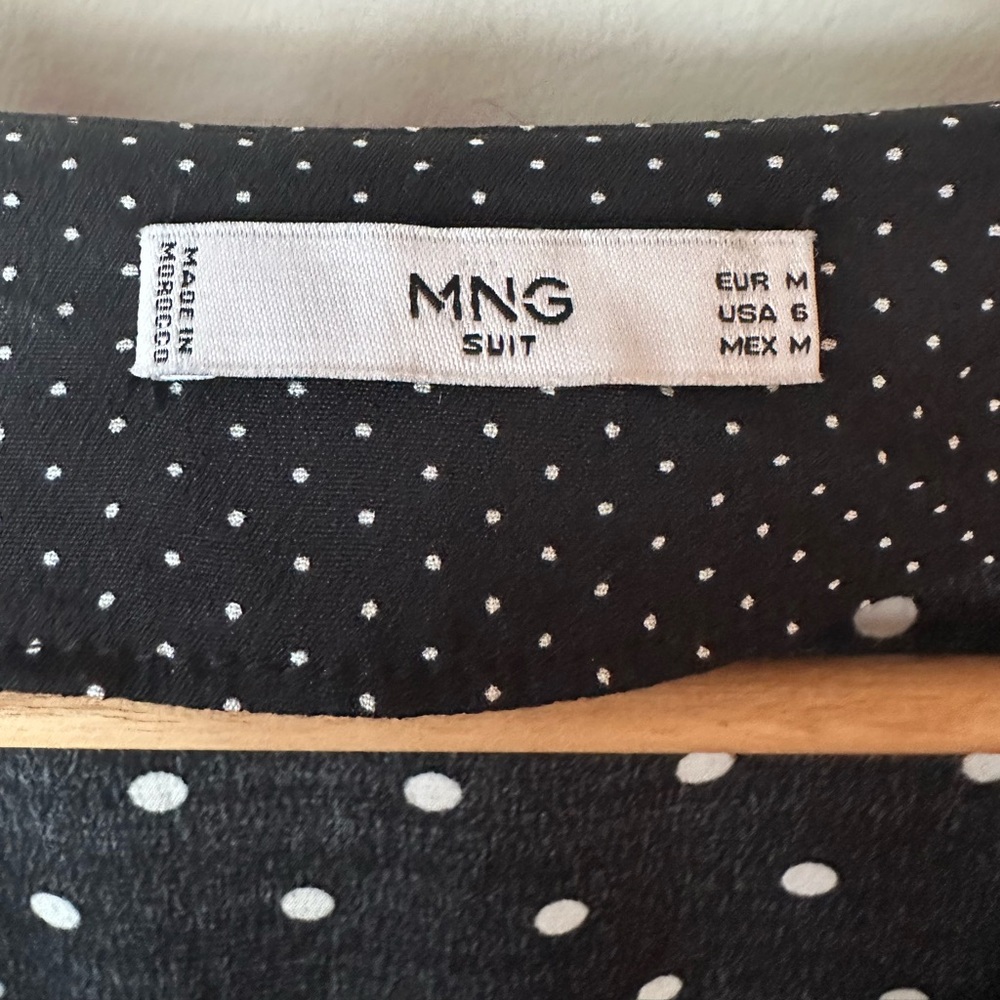 Mango MNG Polka Dot Buttoned Midi Flare Dress Black & White - Picture 11 of 13